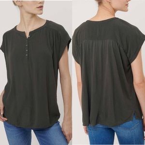 NWT Loft Henley Mixed Media 100% Rayon Short Sleeve Top